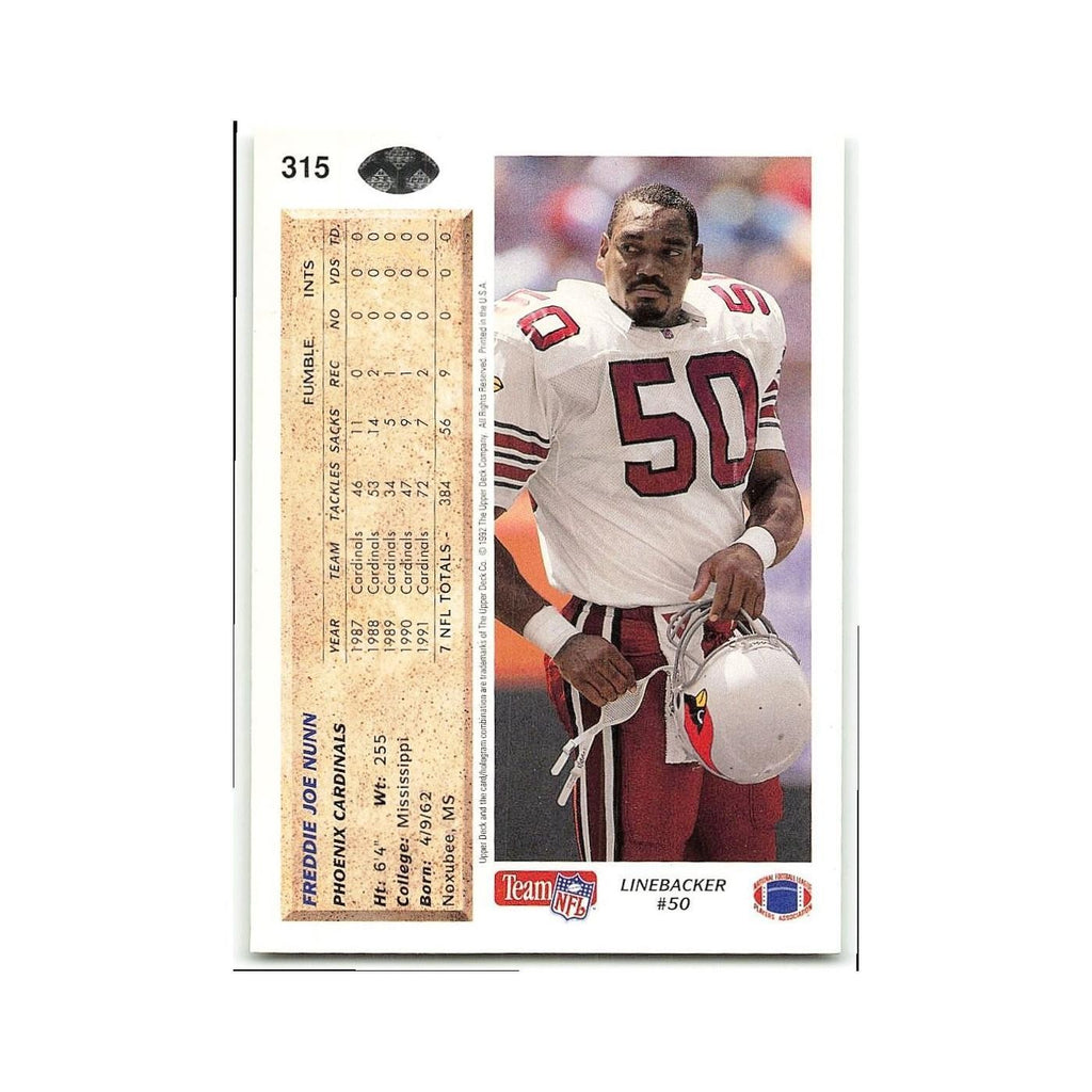 Freddie Joe Nunn 1992 Upper Deck #315 Phoenix Cardinals Football Card NM