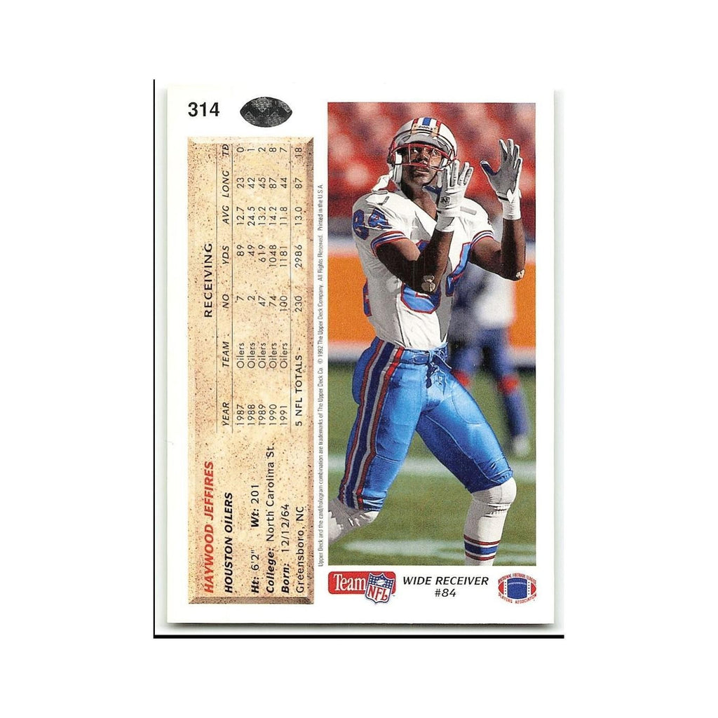 Haywood Jeffires 1992 Upper Deck #314 Houston Oilers Football Card NM
