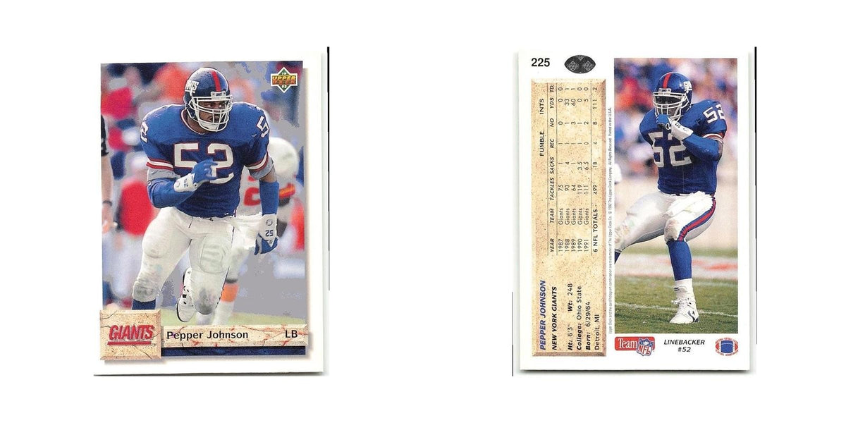 Pepper Johnson 1992 Upper Deck #225 New York Giants Football Card NM