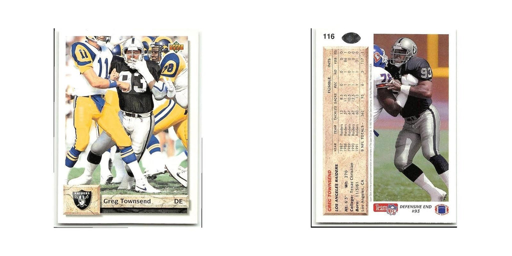 Greg Townsend 1992 Upper Deck #116 Los Angeles Raiders Football Card NM