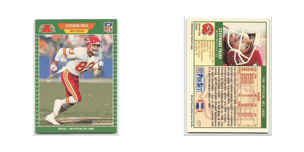 Stephone Paige 1989 Pro Set #177 Kansas City Chiefs Football Card NM
