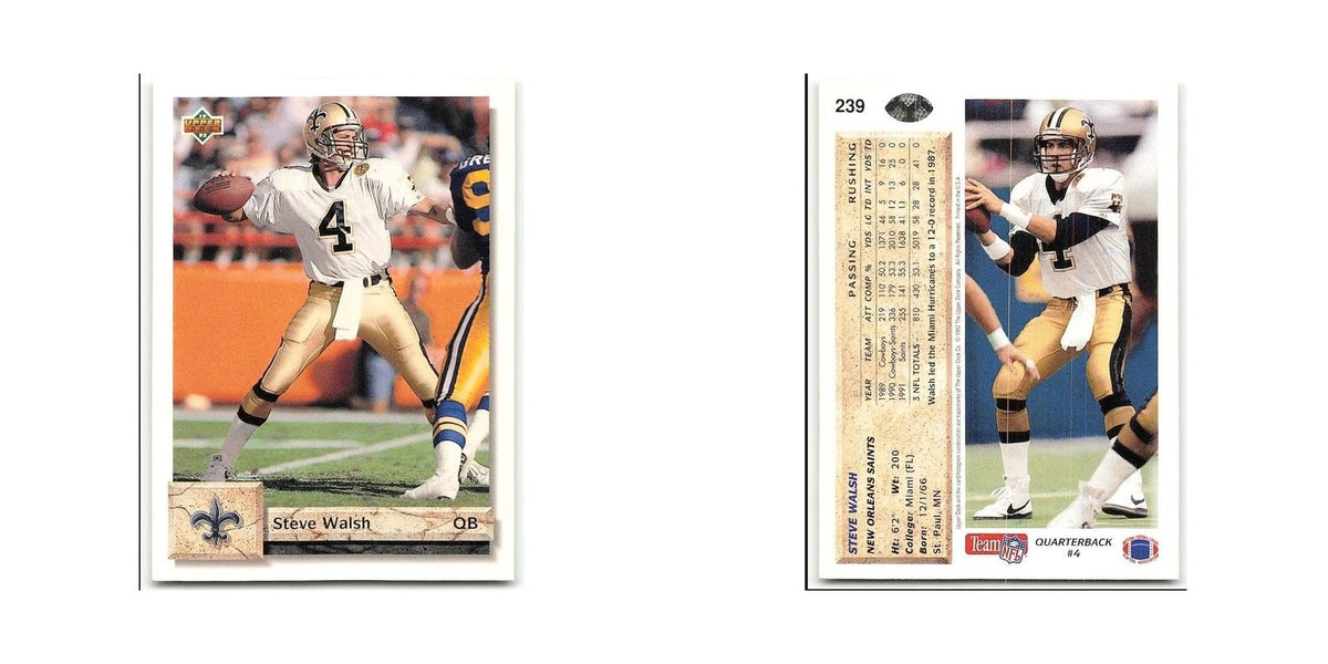 Steve Walsh 1992 Upper Deck #239 New Orleans Saints Football Card NM