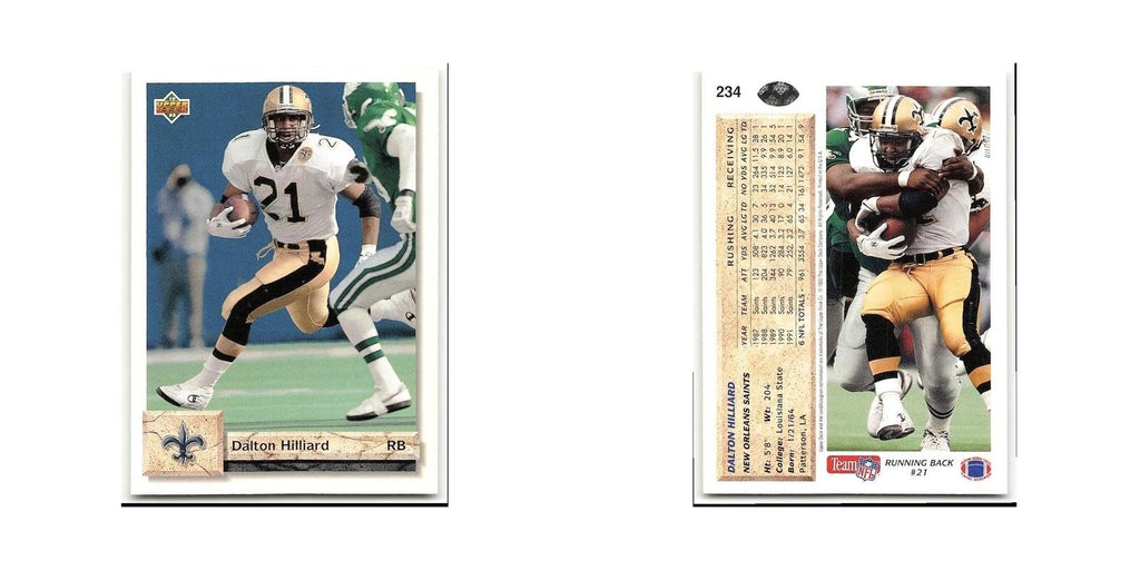 Dalton Hilliard 1992 Upper Deck #234 New Orleans Saints Football Card NM