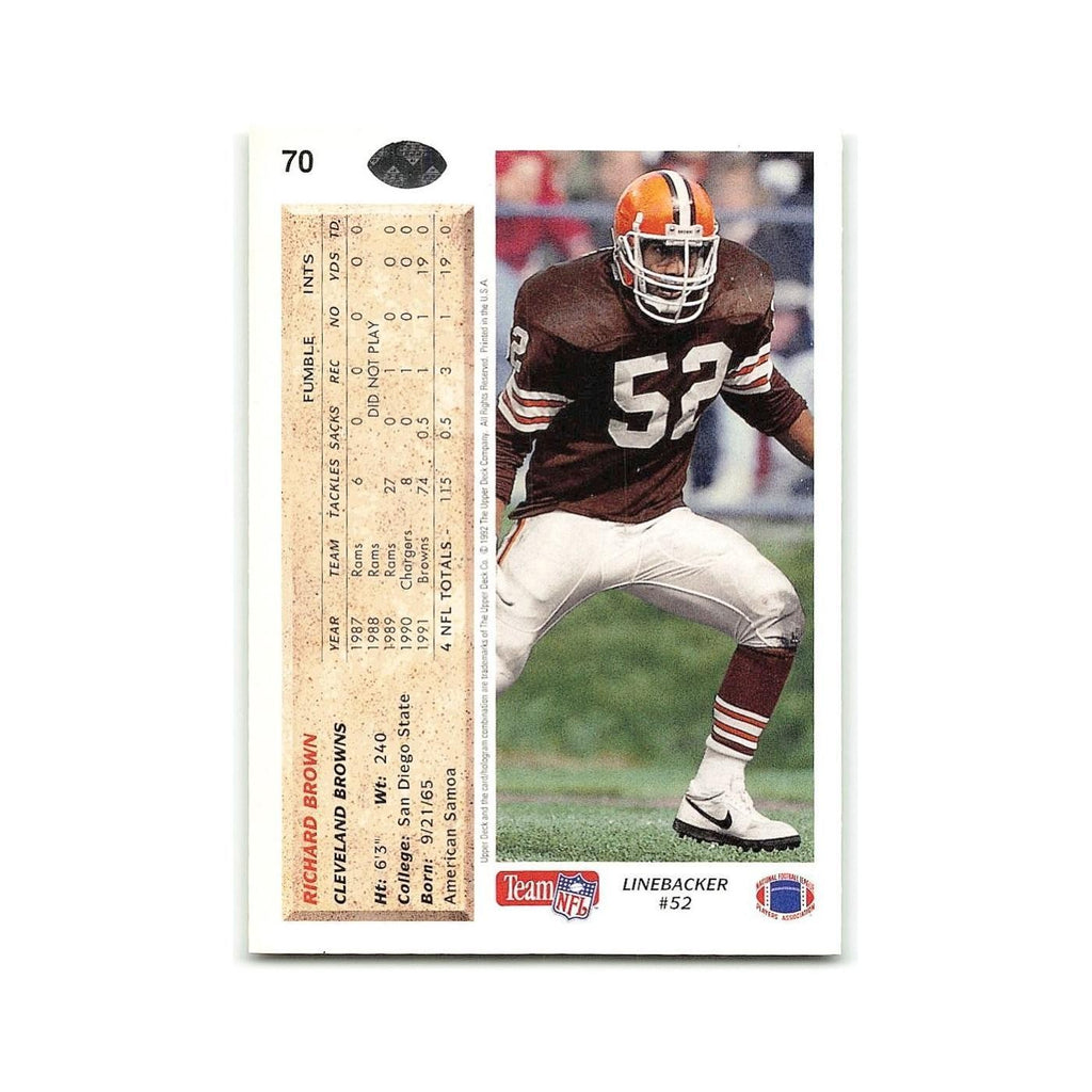 Richard Brown Rookie 1992 Upper Deck #70 Cleveland Browns Football Card NM