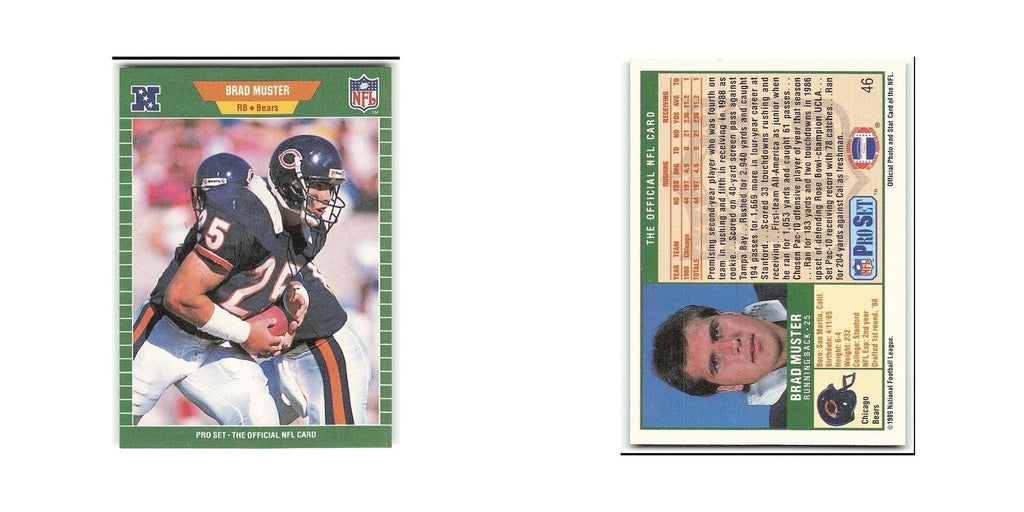 Brad Muster Rookie 1989 Pro Set #46 Chicago Bears Football Card NM