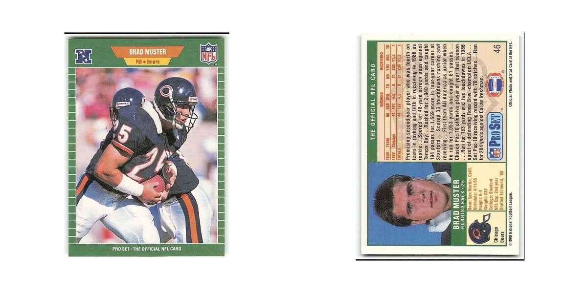 Brad Muster Rookie 1989 Pro Set #46 Chicago Bears Football Card NM