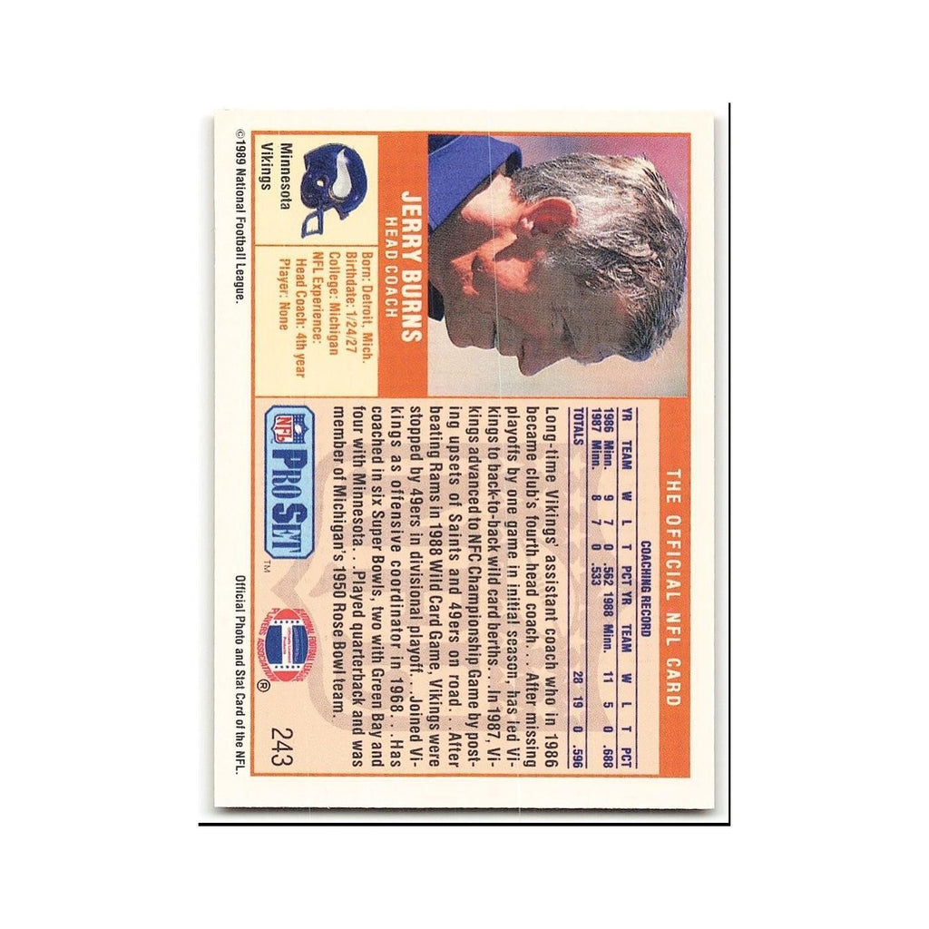 Jerry Burns 1989 Pro Set #243 Minnesota Vikings Football Card NM