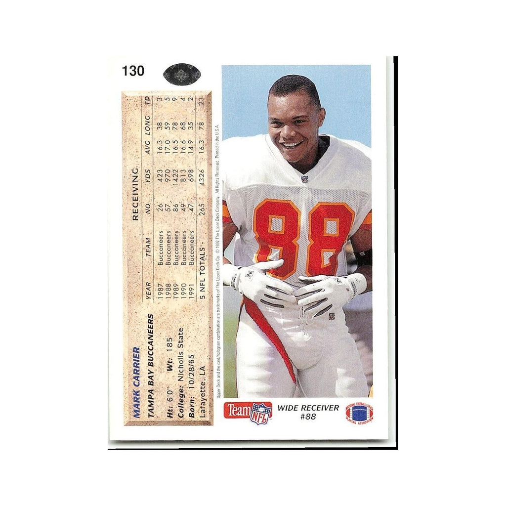 Mark Carrier 1992 Upper Deck #130 Tampa Bay Buccaneers Football Card NM