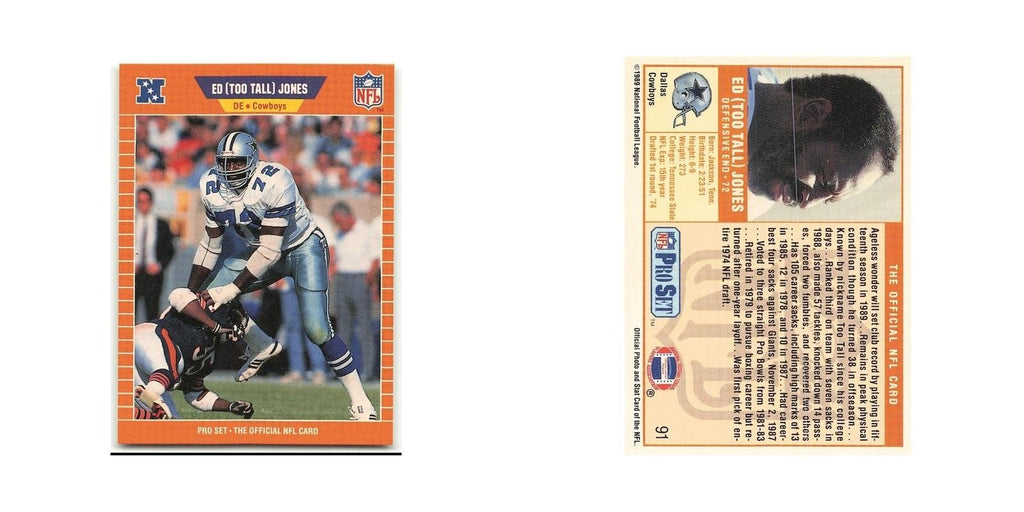 Ed Too Tall Jones 1989 Pro Set #91 Dallas Cowboys Football Card NM