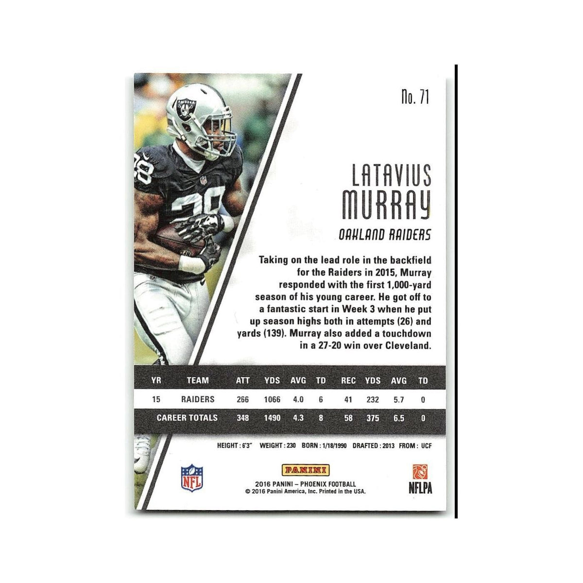 Latavius Murray 2016 Panini Phoenix Pink #71 Oakland Raiders Football Card NM