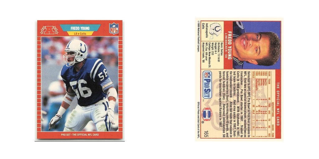 Fredd Young 1989 Pro Set #165 Indianapolis Colts Football Card NM