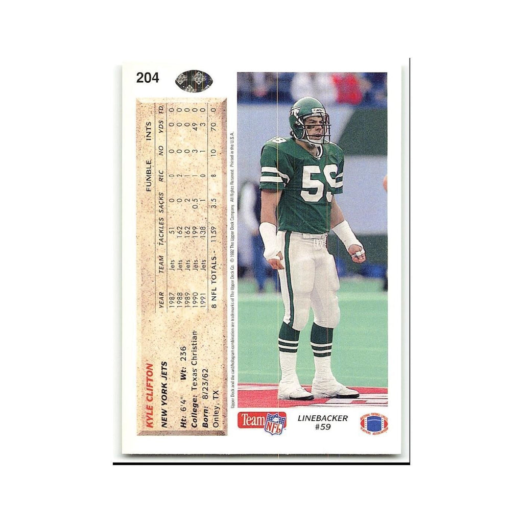 Kyle Clifton 1992 Upper Deck #204 New York Jets Football Card NM
