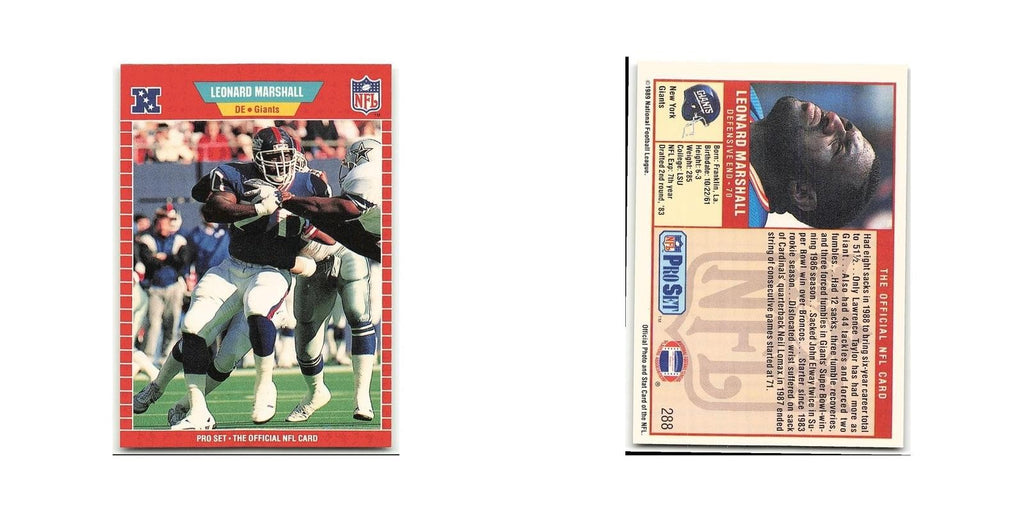 Leonard Marshall 1989 Pro Set #288 New York Giants Football Card NM