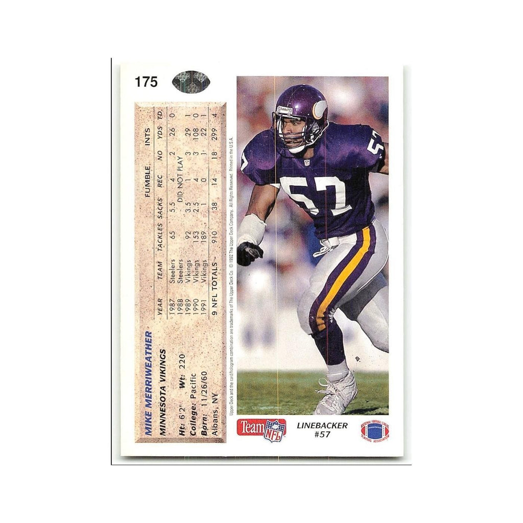 Mike Merriweather 1992 Upper Deck #175 Minnesota Vikings Football Card NM