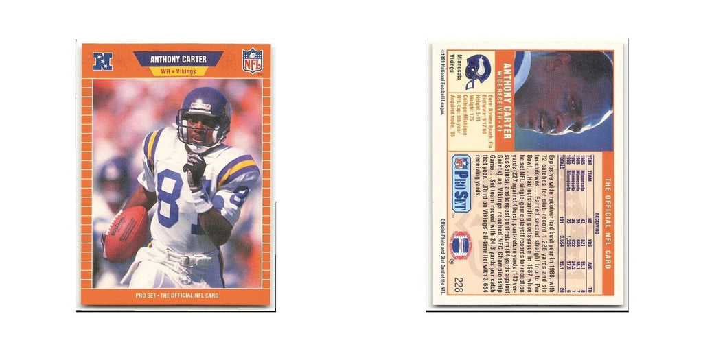 Anthony Carter 1989 Pro Set #228 Minnesota Vikings Football Card NM