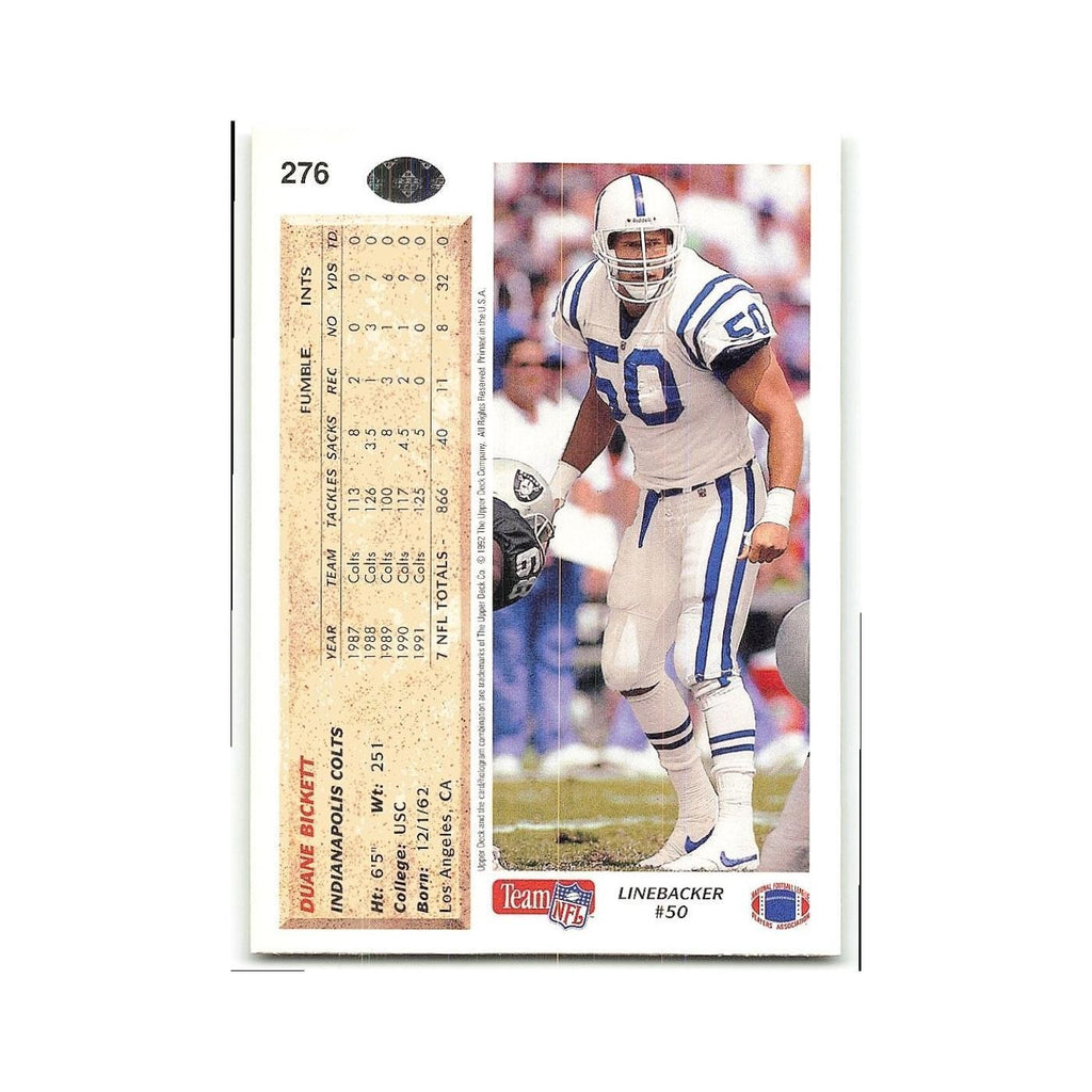 Duane Bickett 1992 Upper Deck #276 Indianapolis Colts Football Card NM