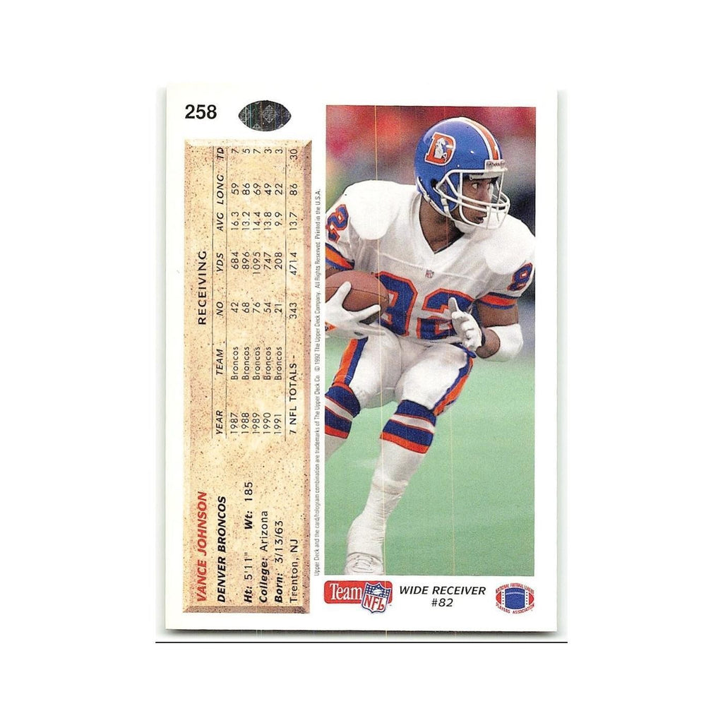 Vance Johnson 1992 Upper Deck #258 Denver Broncos Football Card NM