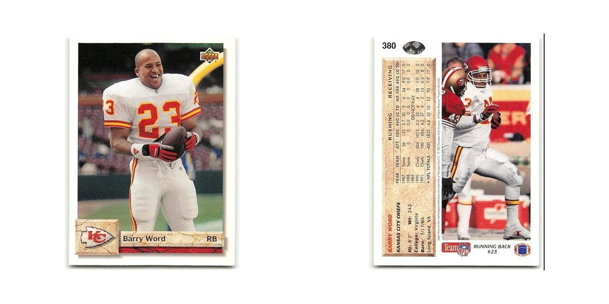 Barry Word 1992 Upper Deck #380 Kansas City Chiefs Football Card NM