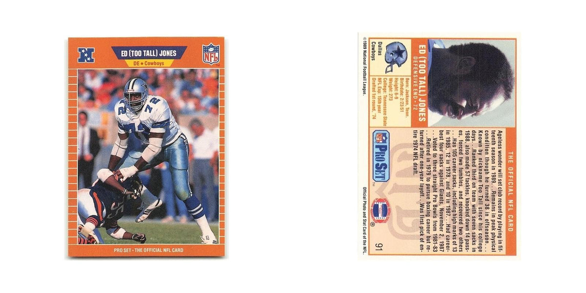 Ed Too tall Jones 1989 Pro Set #91 Dallas Cowboys Football Card NM