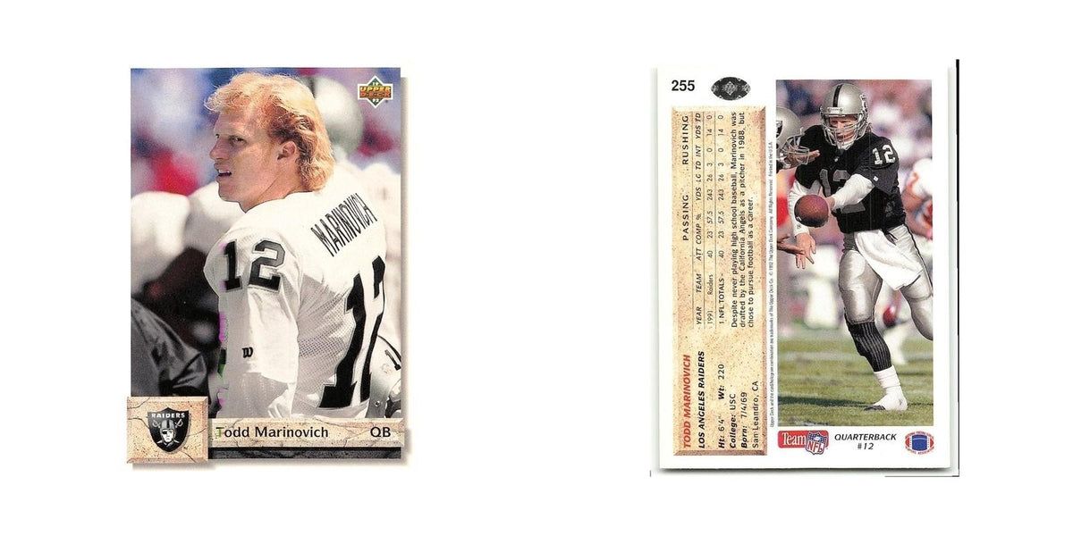 Todd Marinovich 1992 Upper Deck #255 Los Angeles Raiders Football Card NM
