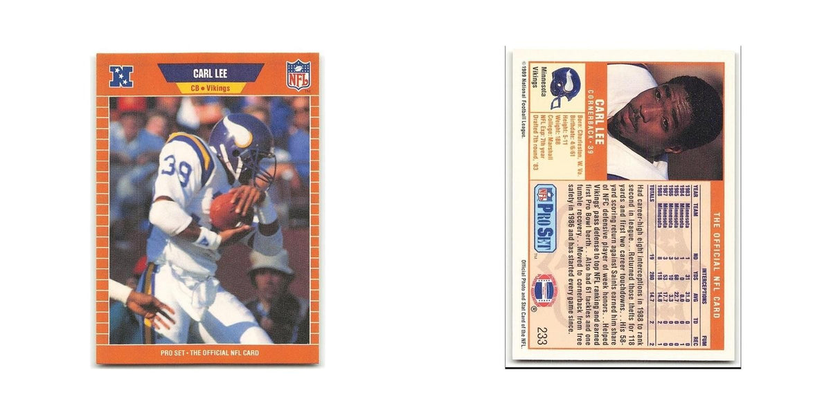 Carl Lee Rookie 1989 Pro Set #233 Minnesota Vikings Football Card NM