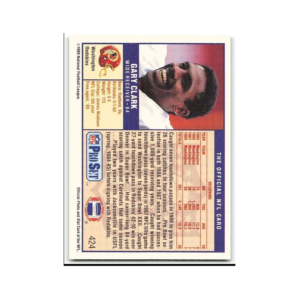 Gary Clark 1989 Pro Set #424 Washington Redskins Football Card NM