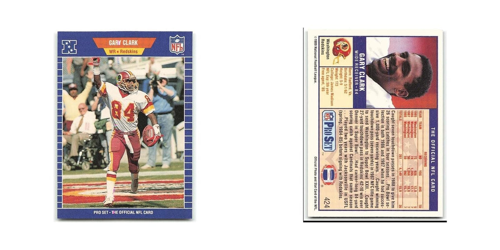 Gary Clark 1989 Pro Set #424 Washington Redskins Football Card NM