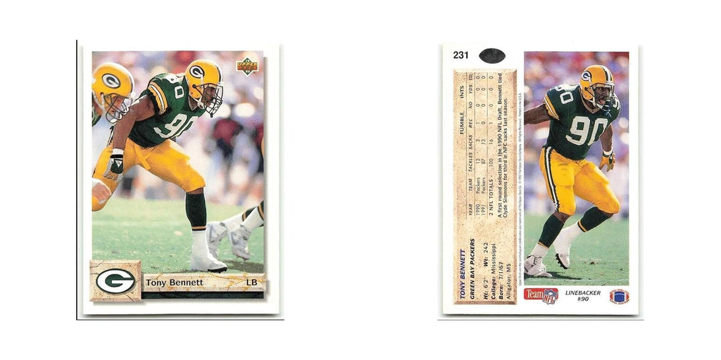 Tony Bennett 1992 Upper Deck #231 Green Bay Packers Football Card NM