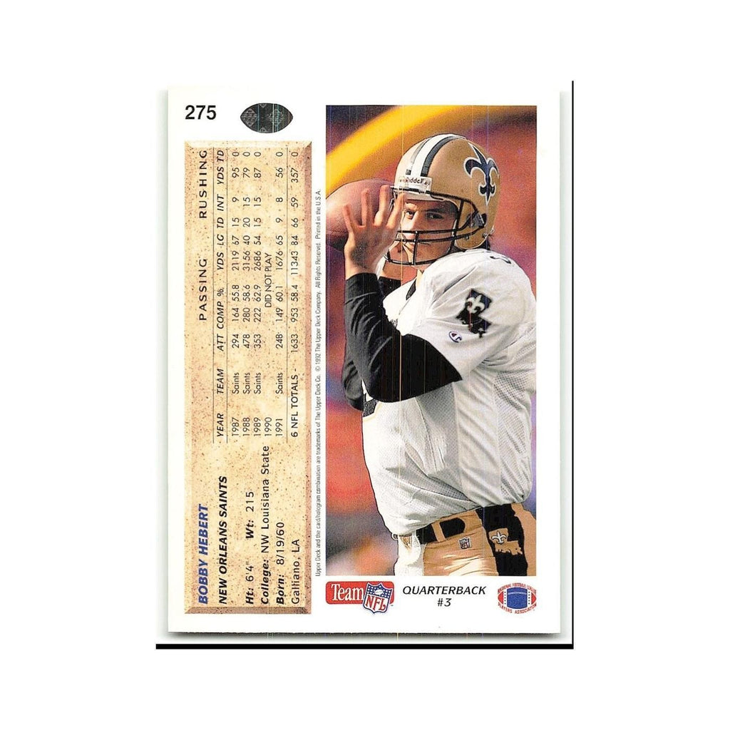 Bobby Hebert 1992 Upper Deck #275 New Orleans Saints Football Card NM