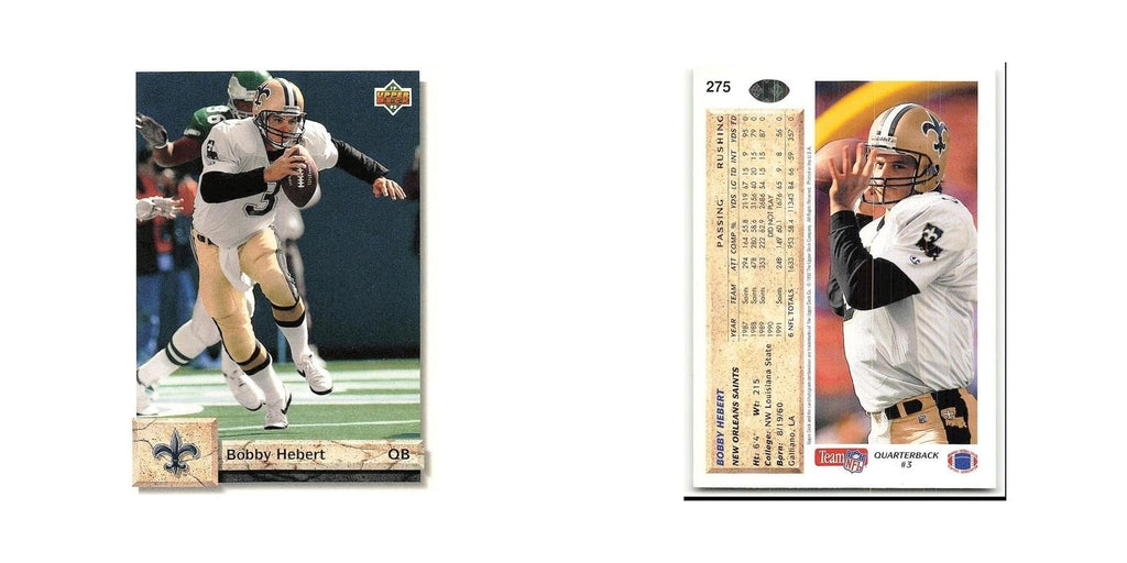 Bobby Hebert 1992 Upper Deck #275 New Orleans Saints Football Card NM