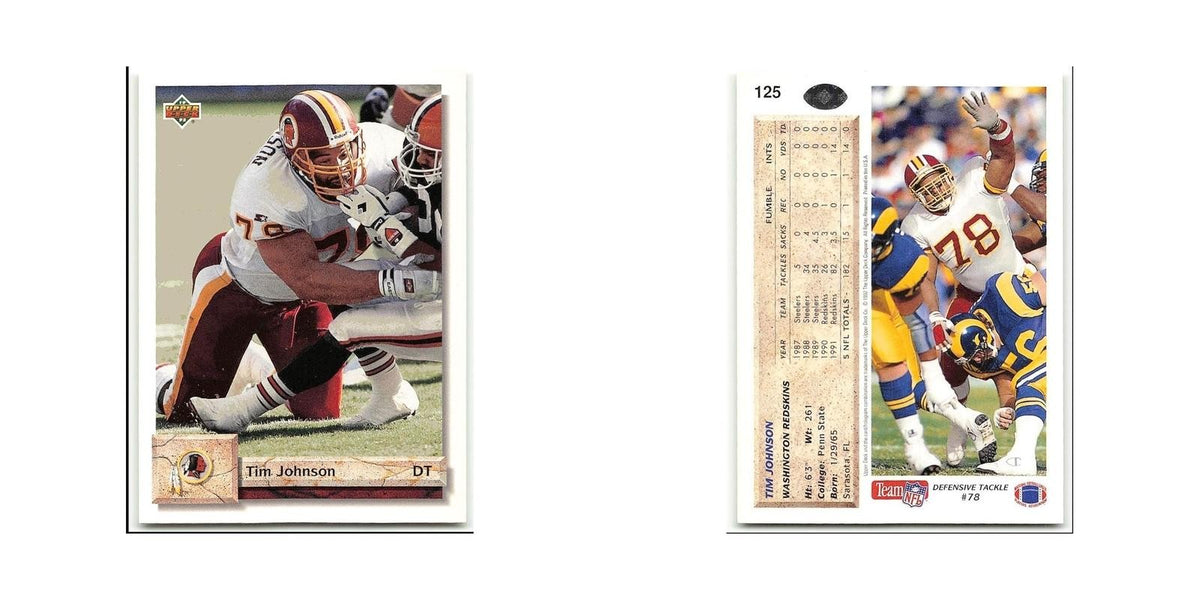 Tim Johnson 1992 Upper Deck #125 Washington Redskins Football Card NM