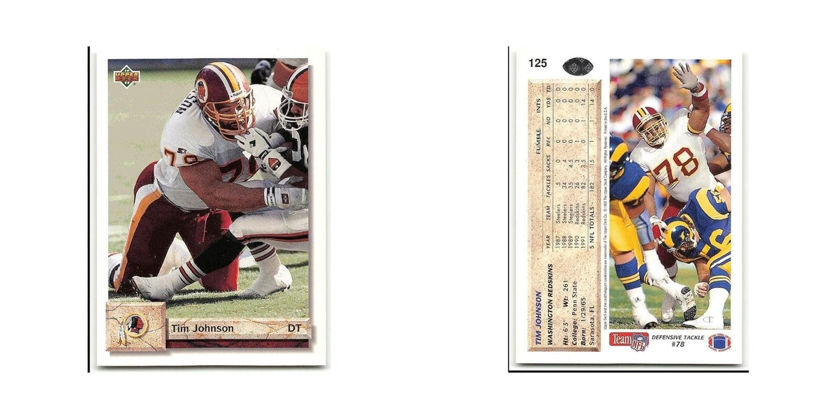 Tim Johnson 1992 Upper Deck #125 Washington Redskins Football Card NM