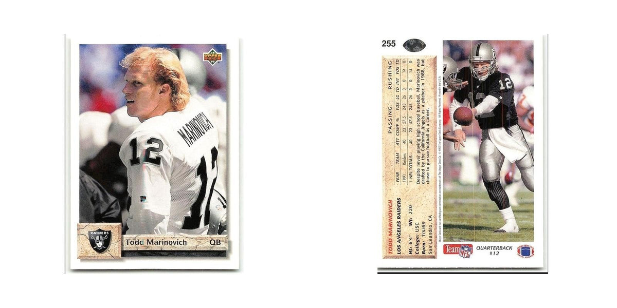 Todd Marinovich 1992 Upper Deck #255 Los Angeles Raiders Football Card NM