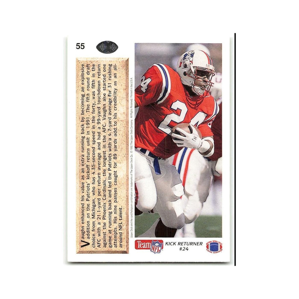 Jon Vaughn 1992 Upper Deck #55 New England Patriots Football Card NM