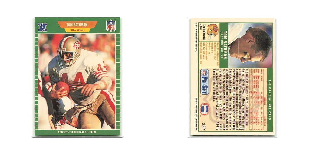 Tom Rathman 1989 Pro Set #382 San Francisco 49ers Football Card NM
