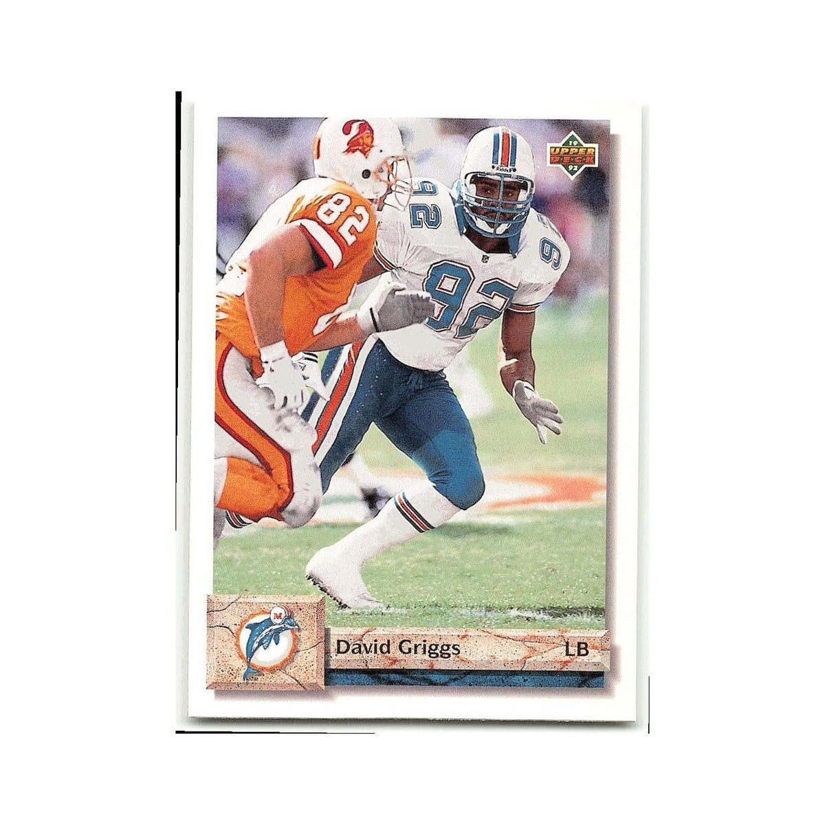 David Griggs 1992 Upper Deck #165 Miami Dolphins Football Card NM