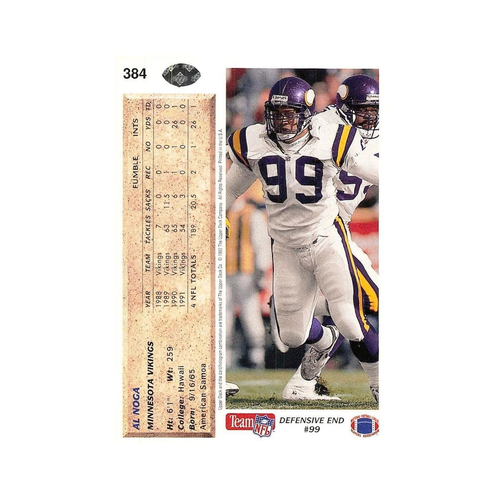Al Noga 1992 Upper Deck #384 Minnesota Vikings Football Card NM