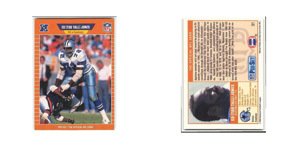 Ed Too Tall Jones 1989 Pro Set #91 Dallas Cowboys Football Card NM