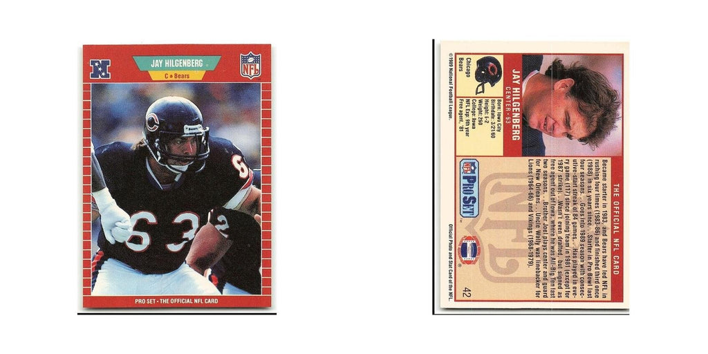 Jay Hilgenberg 1989 Pro Set #42 Chicago Bears Football Card NM