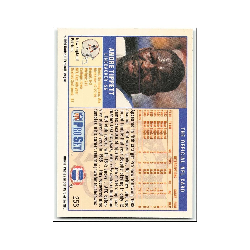 Andre Tippett 1989 Pro Set #258 New England Patriots Football Card NM