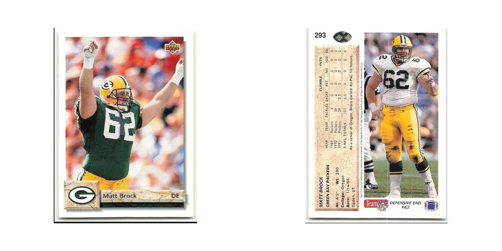 Matt Brock 1992 Upper Deck #293 Green Bay Packers Football Card NM