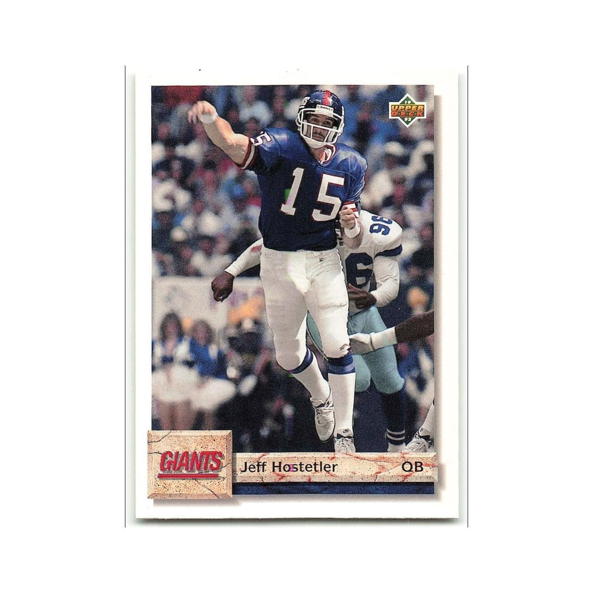 Jeff Hostetler 1992 Upper Deck #326 New York Giants Football Card NM