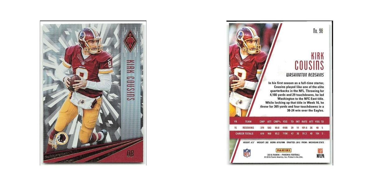Kirk Cousins 2016 Panini Phoenix #98 Washington Redskins Football Card NM