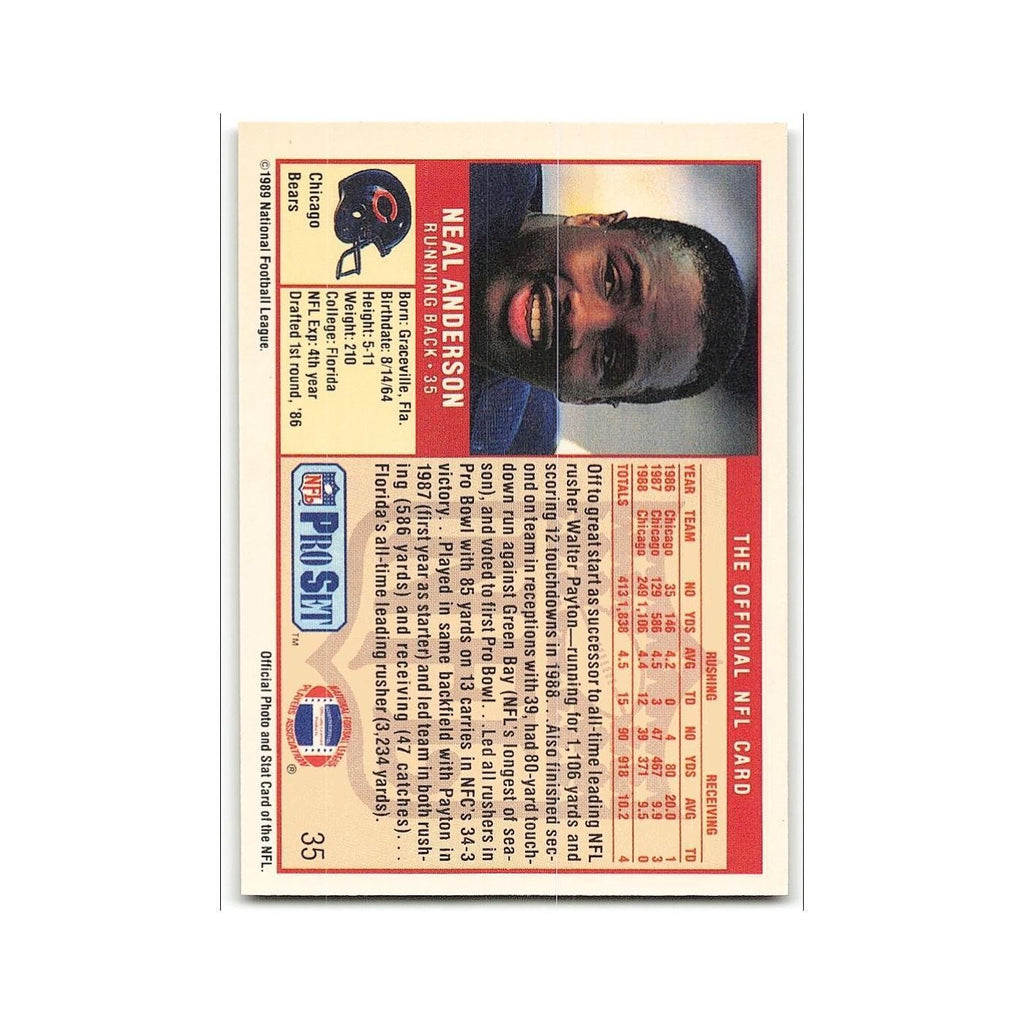 Neal Anderson 1989 Pro Set #35 Chicago Bears Football Card NM