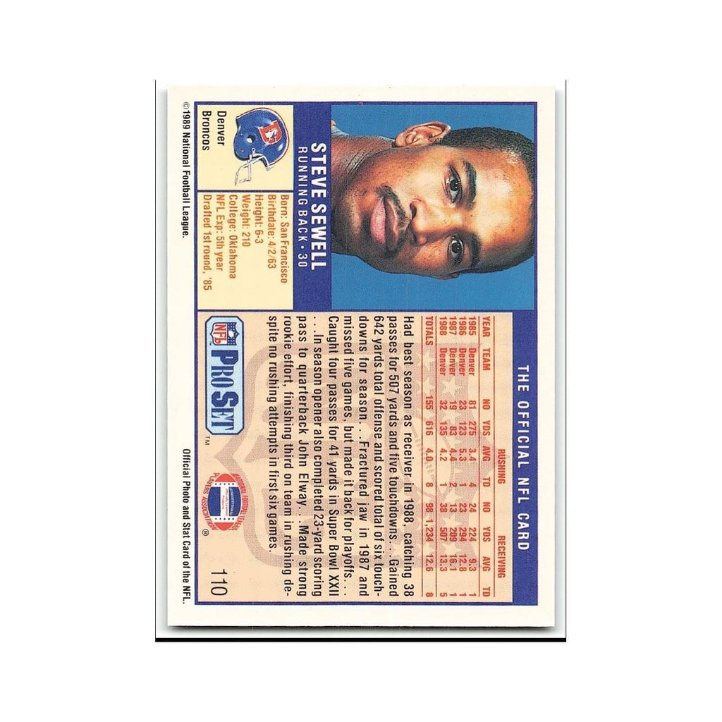 Steve Sewell Rookie 1989 Pro Set #110 Denver Broncos Football Card NM