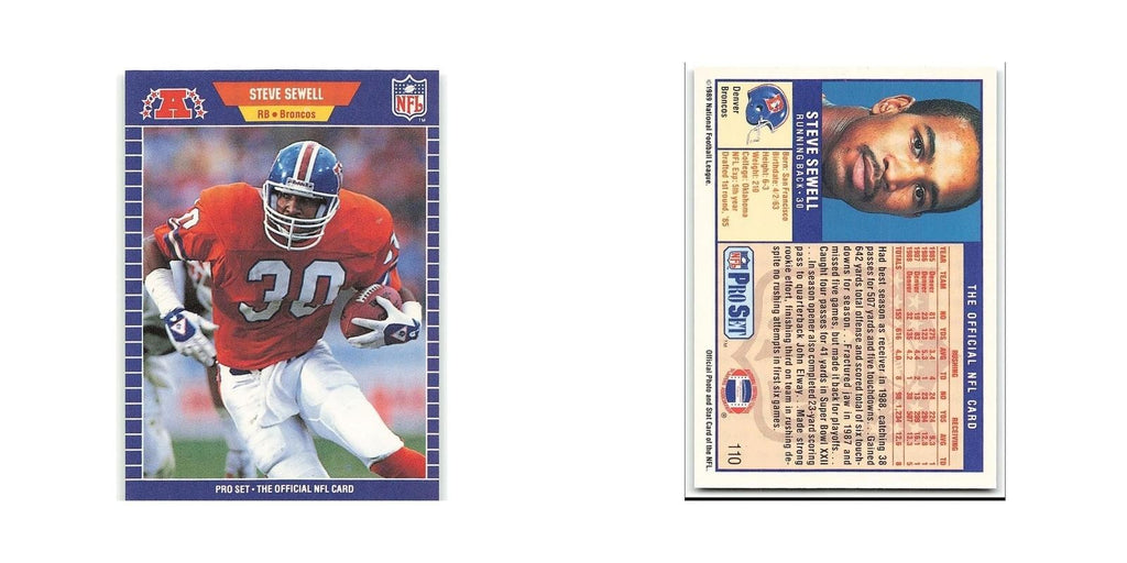 Steve Sewell Rookie 1989 Pro Set #110 Denver Broncos Football Card NM