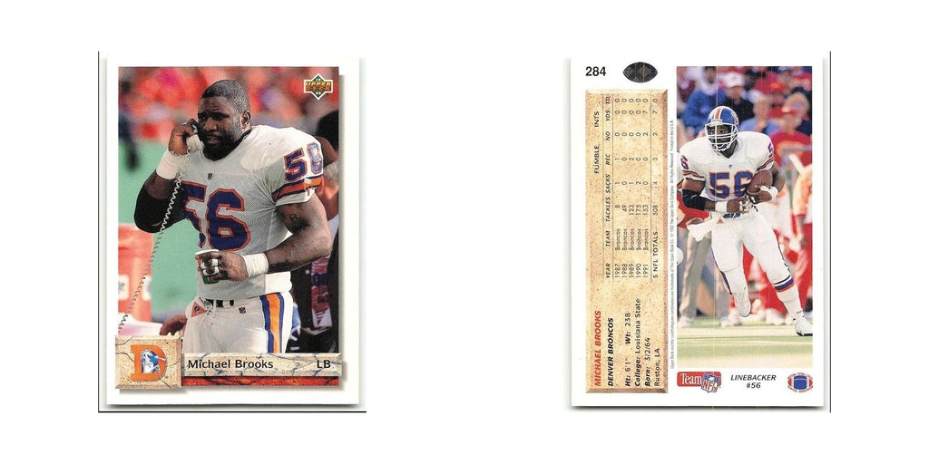 Michael Brooks 1992 Upper Deck #284 Denver Broncos Football Card NM
