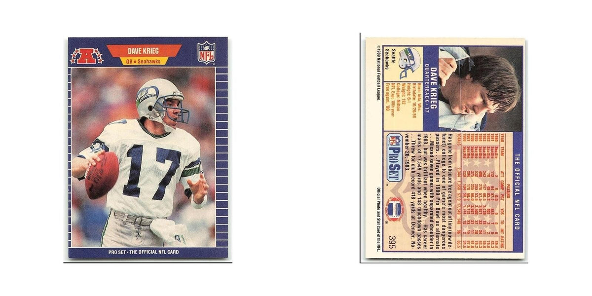 Dave Krieg 1989 Pro Set #395 Seattle Seahawks Football Card NM