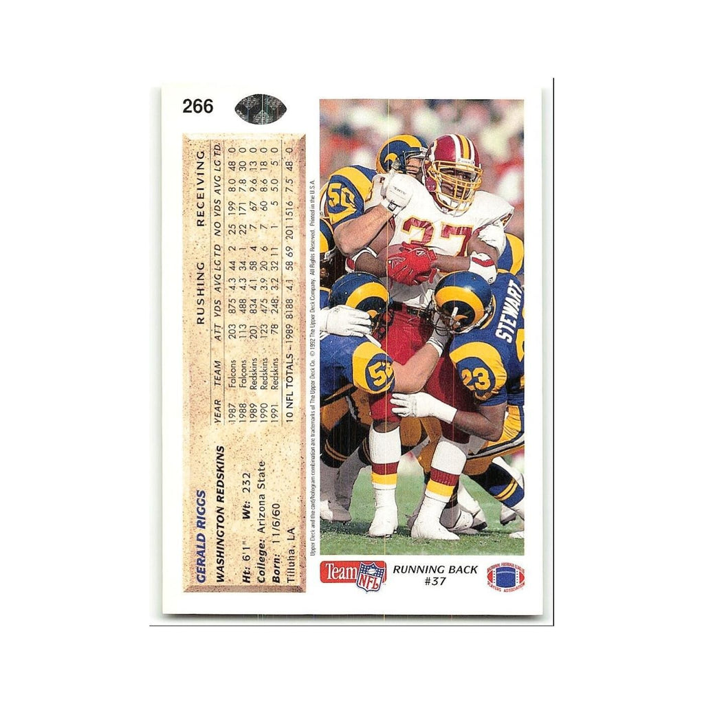 Gerald Riggs 1992 Upper Deck #266 Washington Redskins Football Card NM