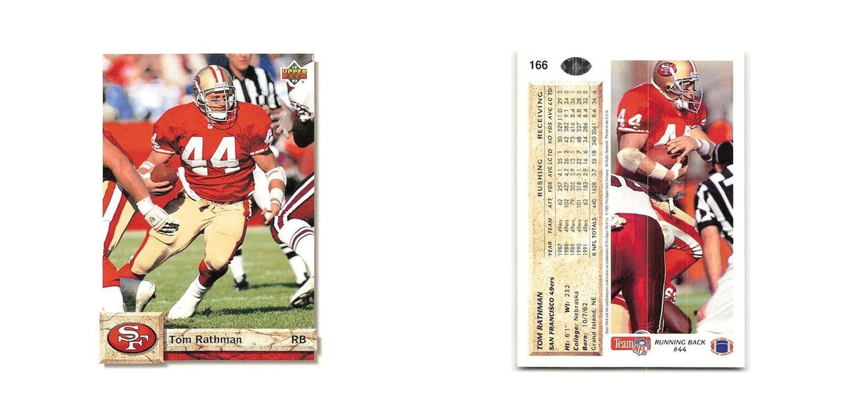Tom Rathman 1992 Upper Deck #166 San Francisco 49ers Football Card NM